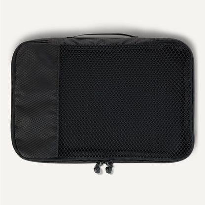 4-Piece Space-Saving Packing Cubes Travel Accessories Set, Luggage Organizer with Double Zipper, Mesh Top, Small, Black (Previously Amazon Basics)