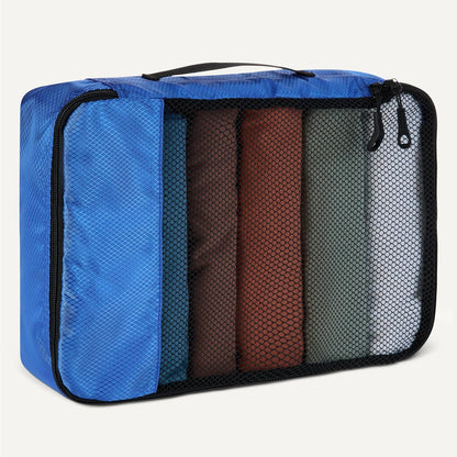 4-Piece Space-Saving Packing Cubes Travel Accessories Set, Luggage Organizer with Double Zipper, Mesh Top, Small, Black (Previously Amazon Basics)