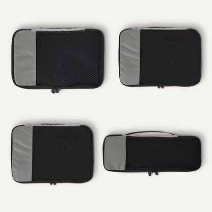 4-Piece Space-Saving Packing Cubes Travel Accessories Set, Luggage Organizer with Double Zipper, Mesh Top, Small, Black (Previously Amazon Basics)