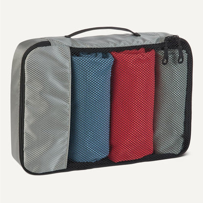4-Piece Space-Saving Packing Cubes Travel Accessories Set, Luggage Organizer with Double Zipper, Mesh Top, Small, Black (Previously Amazon Basics)