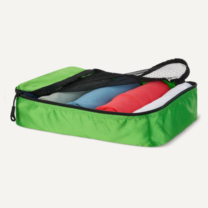 4-Piece Space-Saving Packing Cubes Travel Accessories Set, Luggage Organizer with Double Zipper, Mesh Top, Small, Black (Previously Amazon Basics)