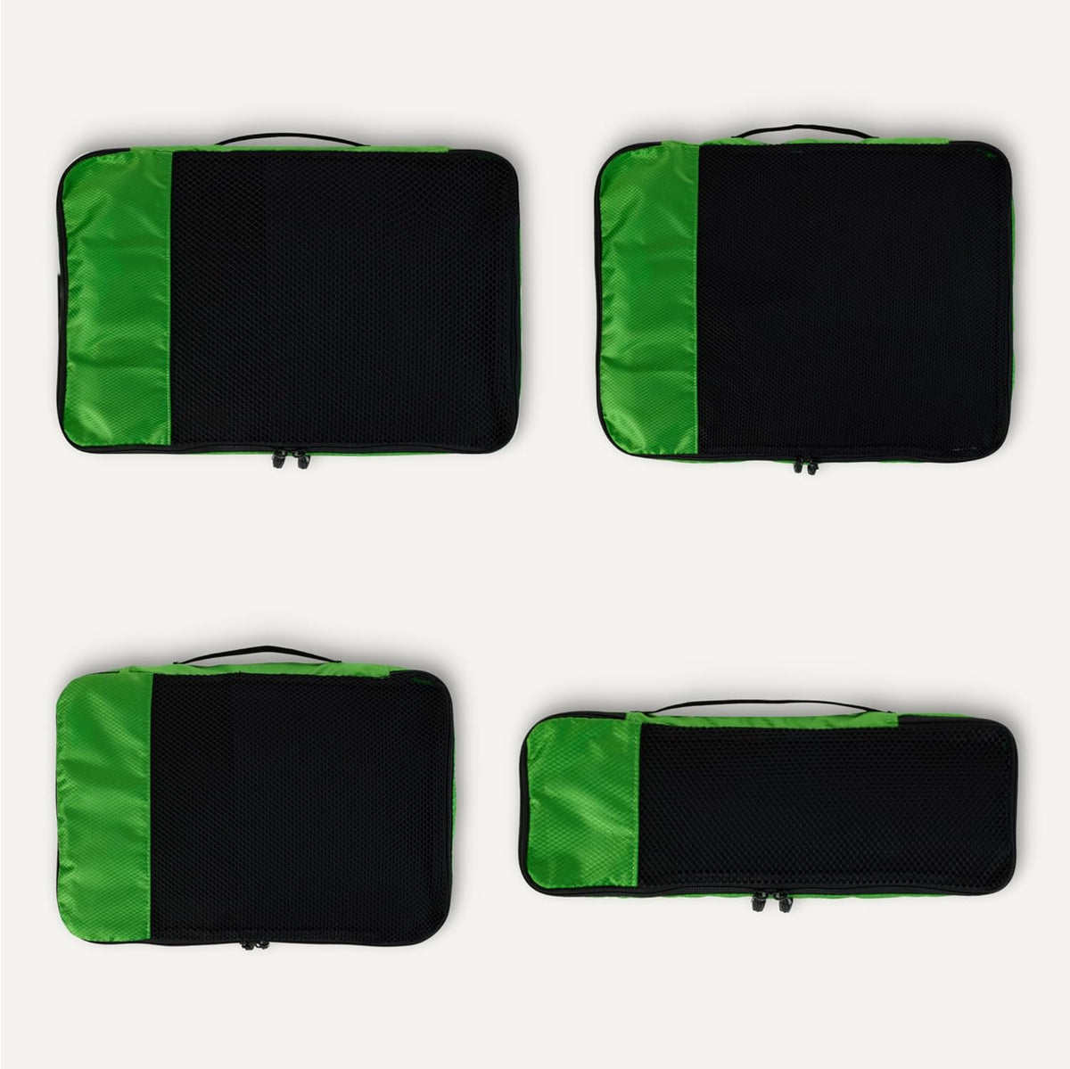 4-Piece Space-Saving Packing Cubes Travel Accessories Set, Luggage Organizer with Double Zipper, Mesh Top, Small, Black (Previously Amazon Basics)