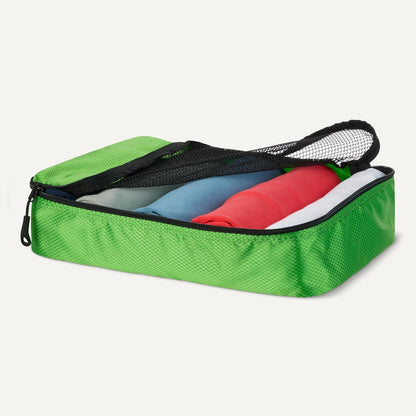 4-Piece Space-Saving Packing Cubes Travel Accessories Set, Luggage Organizer with Double Zipper, Mesh Top, Small, Black (Previously Amazon Basics)