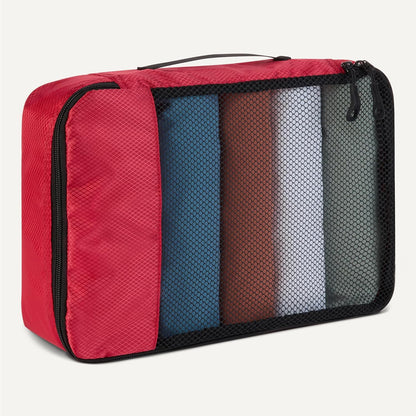 4-Piece Space-Saving Packing Cubes Travel Accessories Set, Luggage Organizer with Double Zipper, Mesh Top, Small, Black (Previously Amazon Basics)