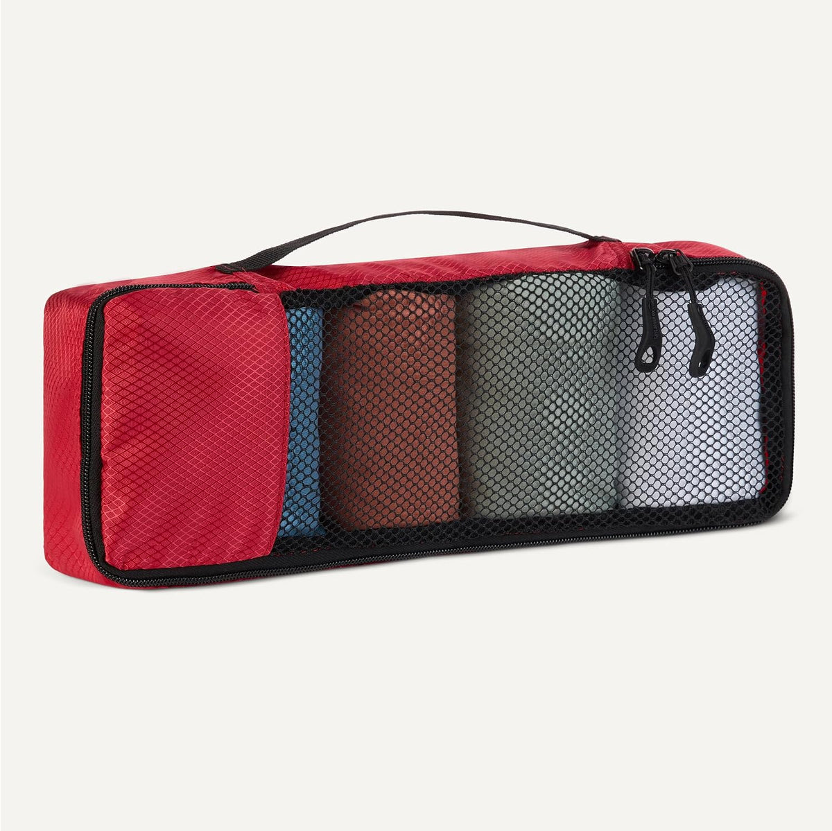 4-Piece Space-Saving Packing Cubes Travel Accessories Set, Luggage Organizer with Double Zipper, Mesh Top, Small, Black (Previously Amazon Basics)