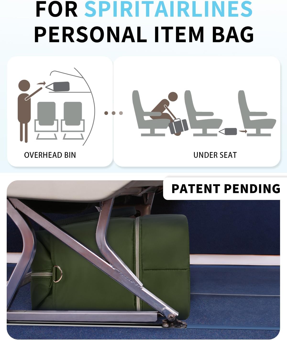Personal Item Travel Bag 18x14x8, Carry On Weekender Bag for Women | Frontier Underseat Fit, Wet Pocket, Weekend Overnight Trip