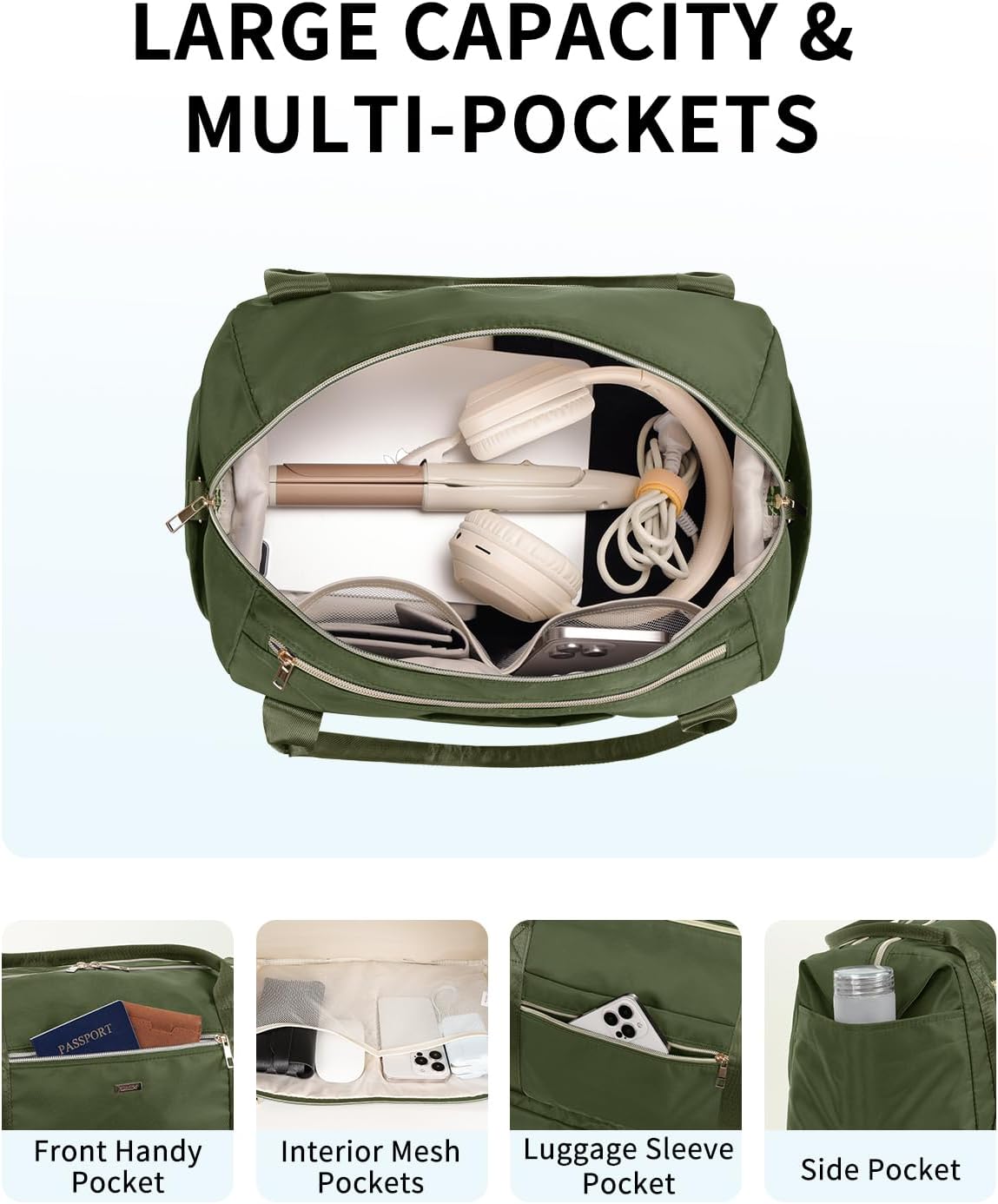 Personal Item Travel Bag 18x14x8, Carry On Weekender Bag for Women | Frontier Underseat Fit, Wet Pocket, Weekend Overnight Trip