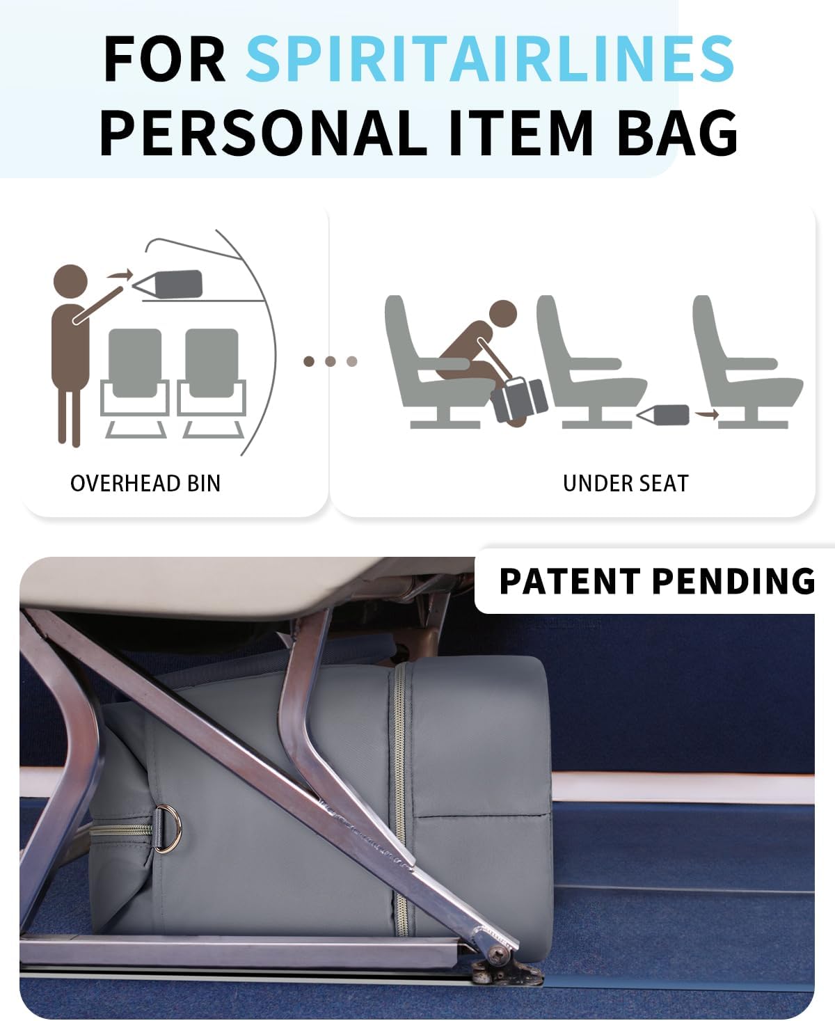 Personal Item Travel Bag 18x14x8, Carry On Weekender Bag for Women | Frontier Underseat Fit, Wet Pocket, Weekend Overnight Trip