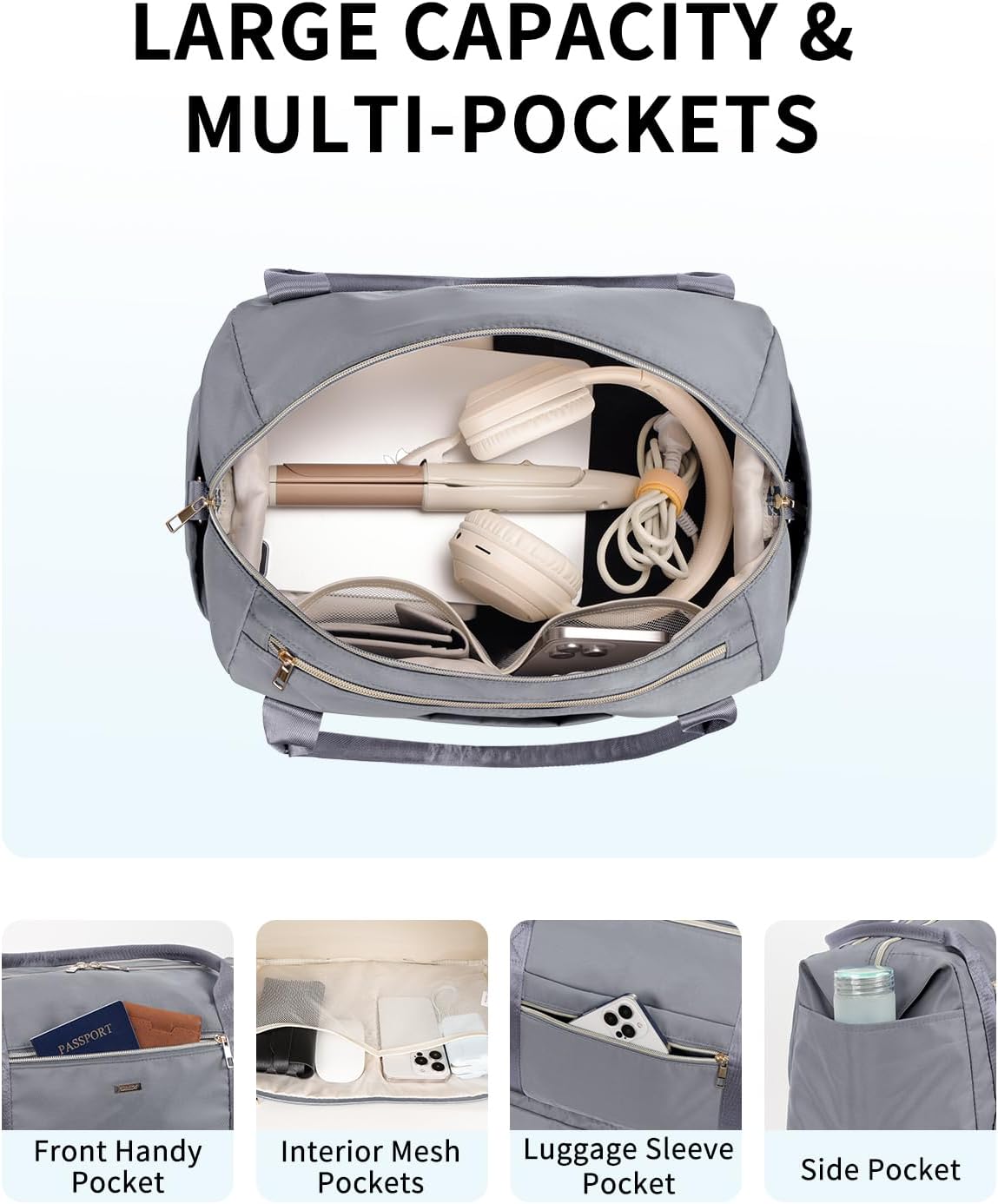 Personal Item Travel Bag 18x14x8, Carry On Weekender Bag for Women | Frontier Underseat Fit, Wet Pocket, Weekend Overnight Trip