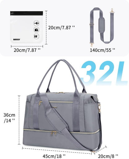 Personal Item Travel Bag 18x14x8, Carry On Weekender Bag for Women | Frontier Underseat Fit, Wet Pocket, Weekend Overnight Trip