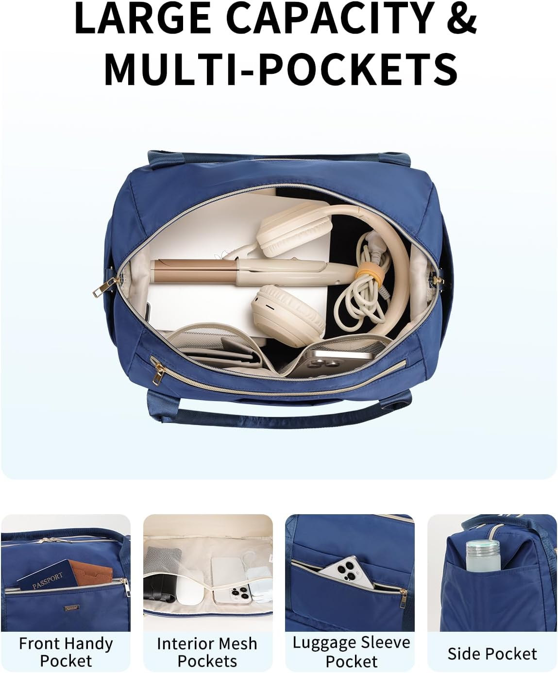 Personal Item Travel Bag 18x14x8, Carry On Weekender Bag for Women | Frontier Underseat Fit, Wet Pocket, Weekend Overnight Trip