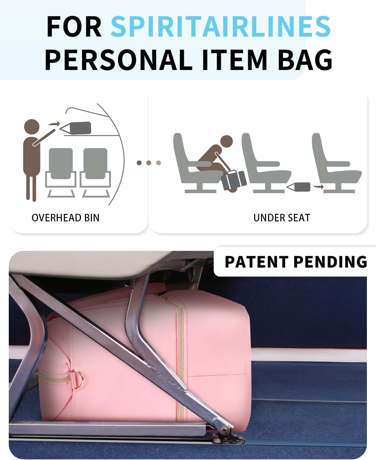 Personal Item Travel Bag 18x14x8, Carry On Weekender Bag for Women | Frontier Underseat Fit, Wet Pocket, Weekend Overnight Trip