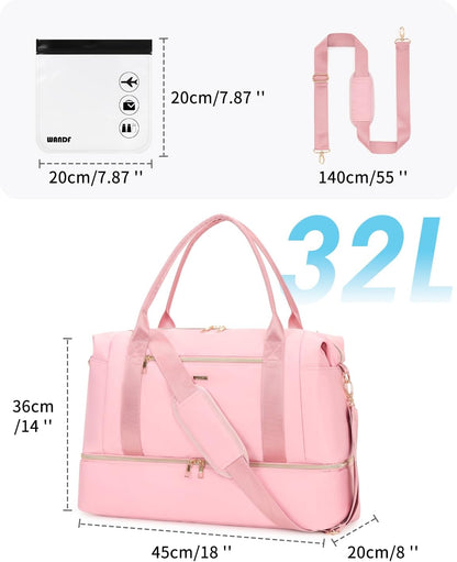 Personal Item Travel Bag 18x14x8, Carry On Weekender Bag for Women | Frontier Underseat Fit, Wet Pocket, Weekend Overnight Trip