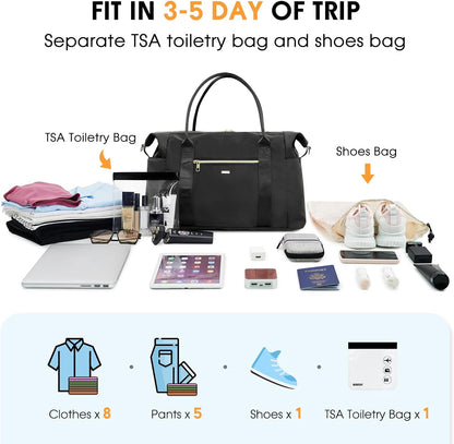 Personal Item Travel Bag 18x14x8, Carry On Weekender Bag for Women | Frontier Underseat Fit, Wet Pocket, Weekend Overnight Trip