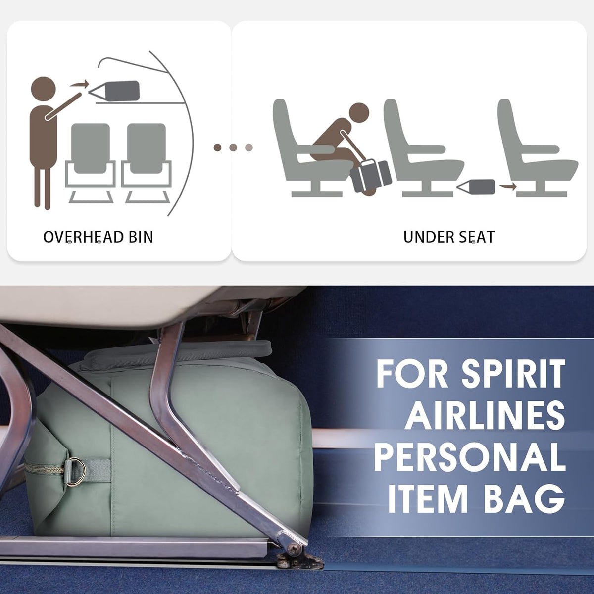 Personal Item Travel Bag 18x14x8, Carry On Weekender Bag for Women | Frontier Underseat Fit, Wet Pocket, Weekend Overnight Trip
