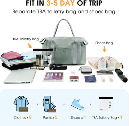 Personal Item Travel Bag 18x14x8, Carry On Weekender Bag for Women | Frontier Underseat Fit, Wet Pocket, Weekend Overnight Trip