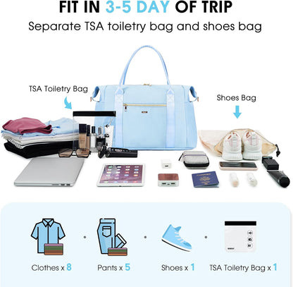 Personal Item Travel Bag 18x14x8, Carry On Weekender Bag for Women | Frontier Underseat Fit, Wet Pocket, Weekend Overnight Trip