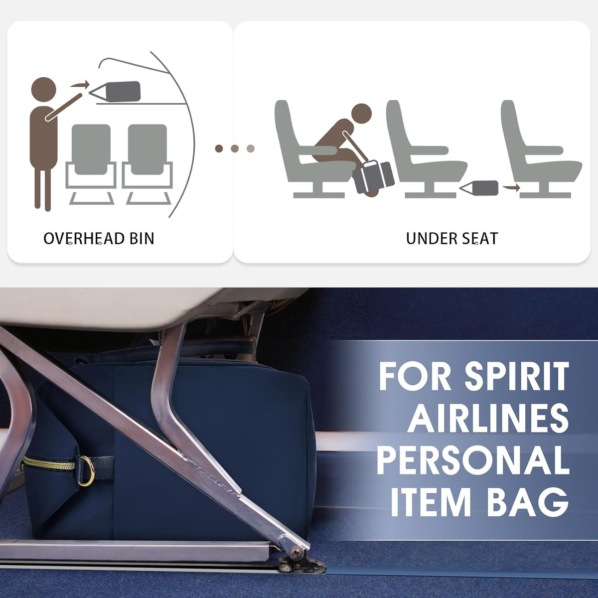 Personal Item Travel Bag 18x14x8, Carry On Weekender Bag for Women | Frontier Underseat Fit, Wet Pocket, Weekend Overnight Trip