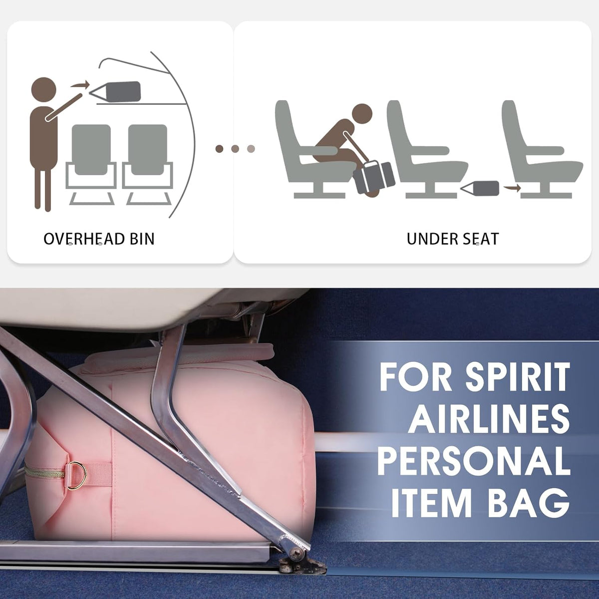 Personal Item Travel Bag 18x14x8, Carry On Weekender Bag for Women | Frontier Underseat Fit, Wet Pocket, Weekend Overnight Trip