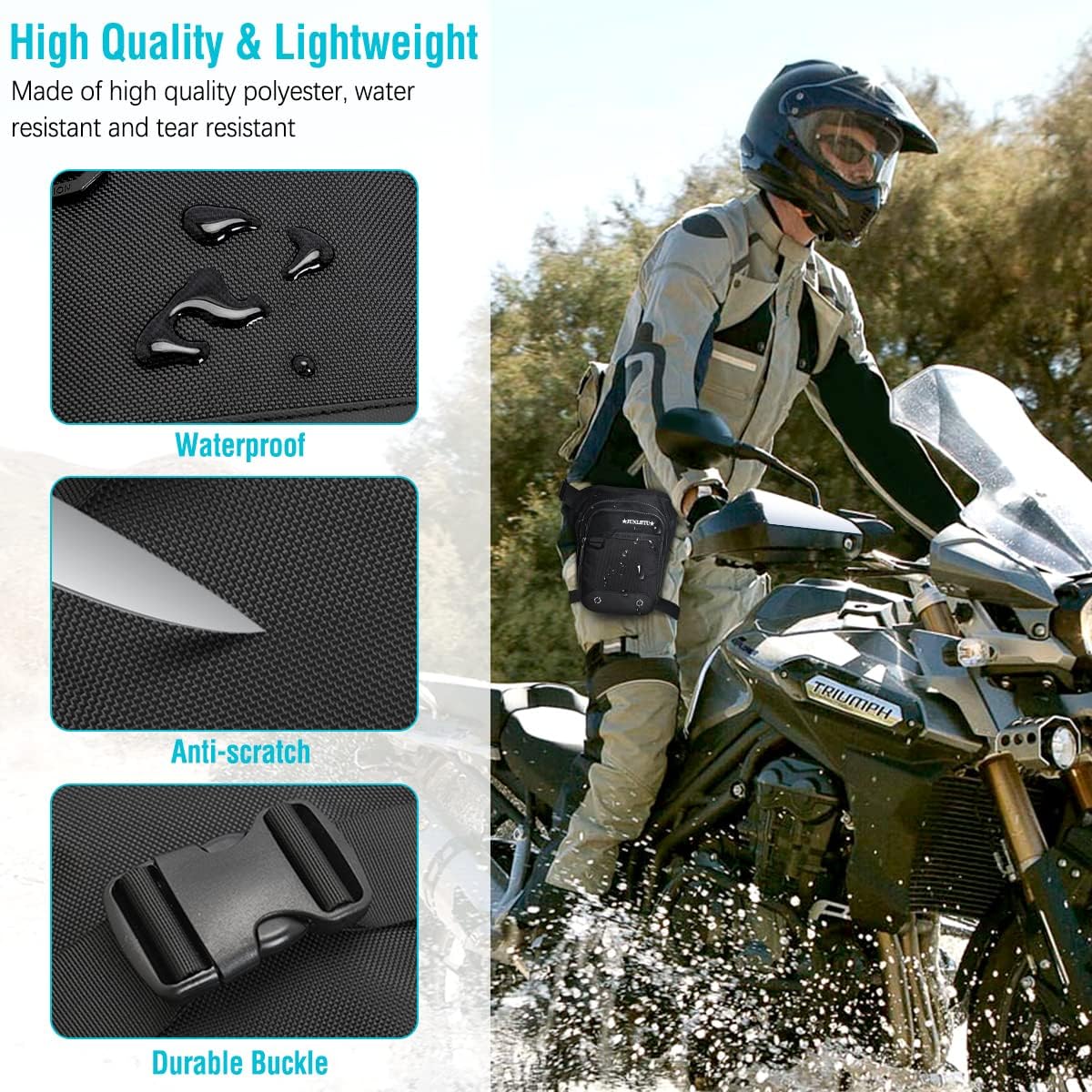 Drop Leg Bag for Men Women - Motorcycle Thigh Bag with Removable Leg Harness for Outdoor Activities
