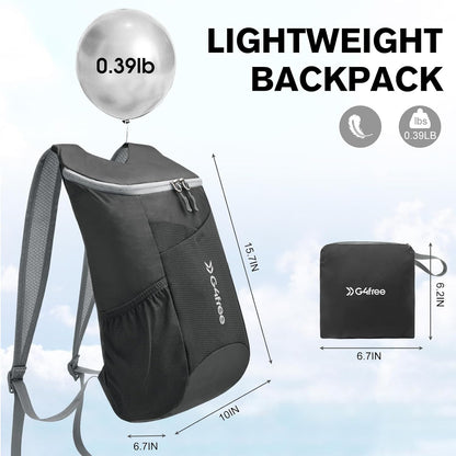 11L Hiking Backpack Small Ultra light Packable Backpack Travel Bag for Women Men Casual Outdoor Camping Daypack (Black)