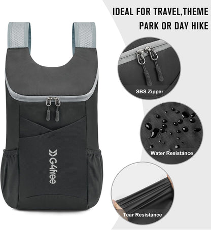 11L Hiking Backpack Small Ultra light Packable Backpack Travel Bag for Women Men Casual Outdoor Camping Daypack (Black)