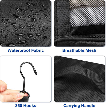 Hanging Suitcase Organizer, Travel Essentials Carry-on Collapsible Packing Cubes for Travel, Stow-N-Go Portable Hanging Closet Organizer Shelves Luggage Bag, Medium, Black