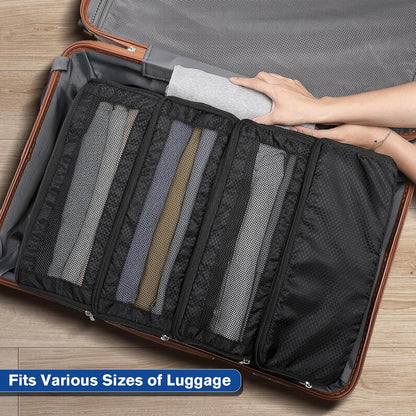 Hanging Suitcase Organizer, Travel Essentials Carry-on Collapsible Packing Cubes for Travel, Stow-N-Go Portable Hanging Closet Organizer Shelves Luggage Bag, Medium, Black