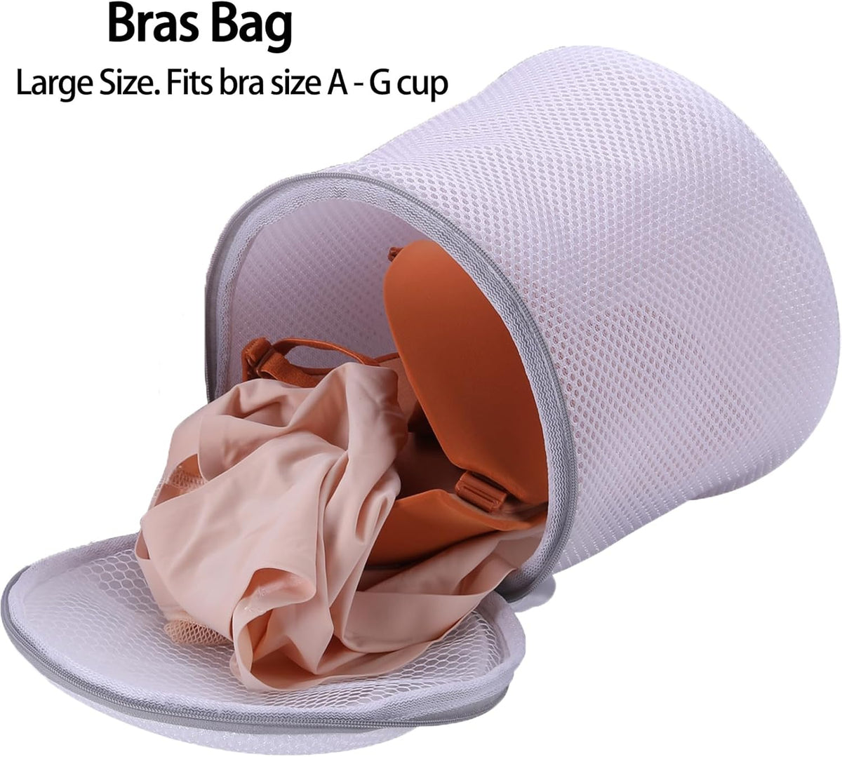 Bra Washing Bag for Laundry, Bra Laundry Bag, Sandwish Mesh, 8x8x8" | Lingerie Bag, For Wash Delicates, For Washing Machine, Keep Shape, Privacy, Prevent Tangling, Large Size