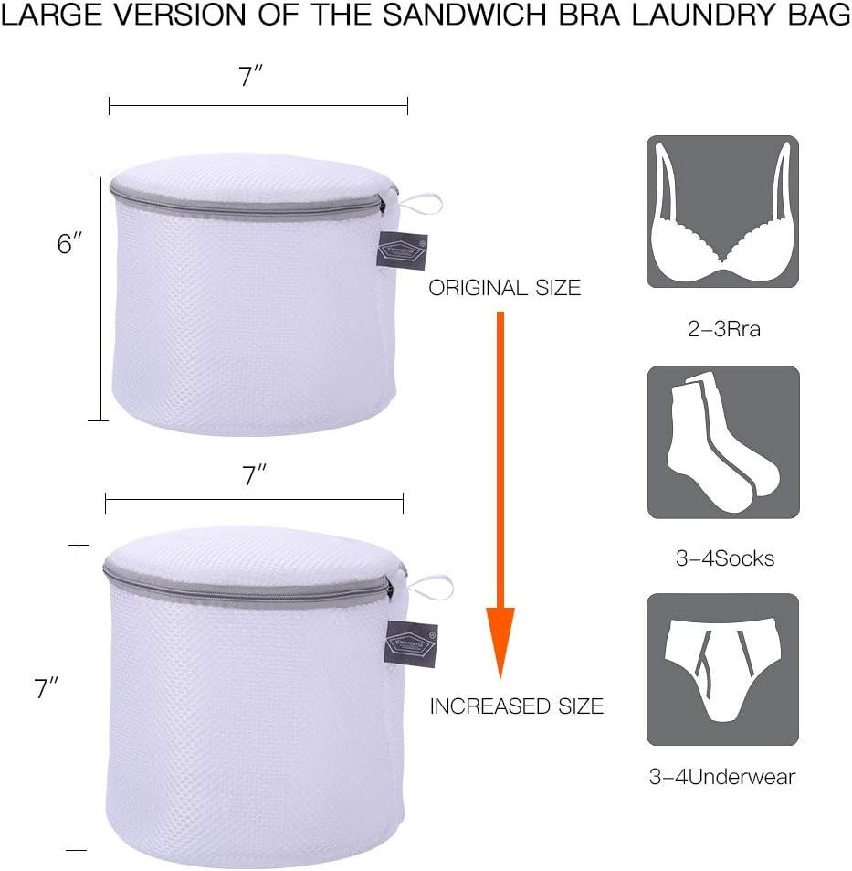 Bra Washing Bag for Laundry, Bra Laundry Bag, Sandwish Mesh, 8x8x8" | Lingerie Bag, For Wash Delicates, For Washing Machine, Keep Shape, Privacy, Prevent Tangling, Large Size