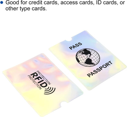 RFID Blocking Passport Sleeves with Pattern, 10 Pack Anti-Theft Identity Protector for NFC Wallet Travel, Laser