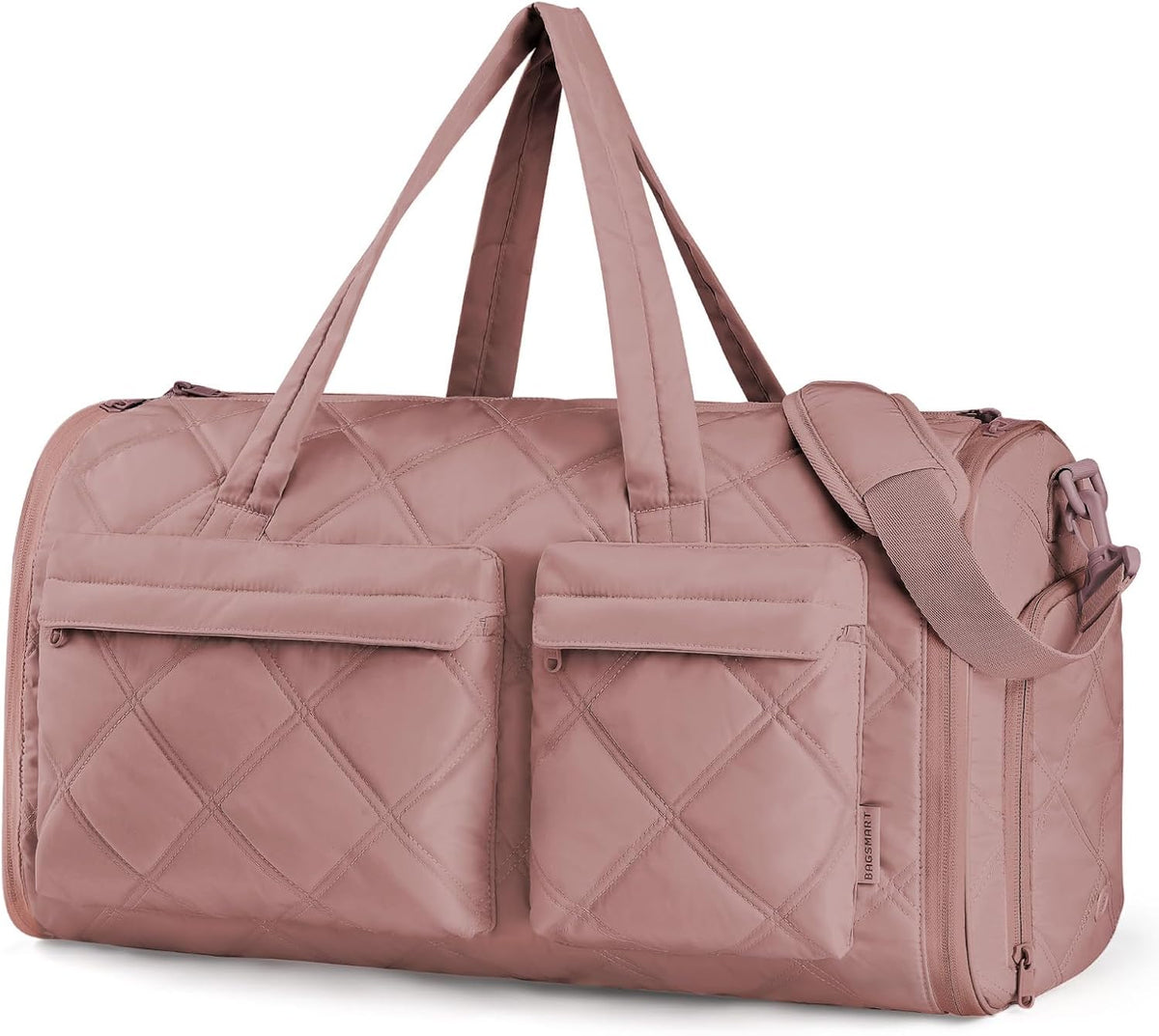 Garment Duffel Bag, Convertible 2-in-1 Puffy Water-Resistant Carry-On with Shoe Compartment, Khaki