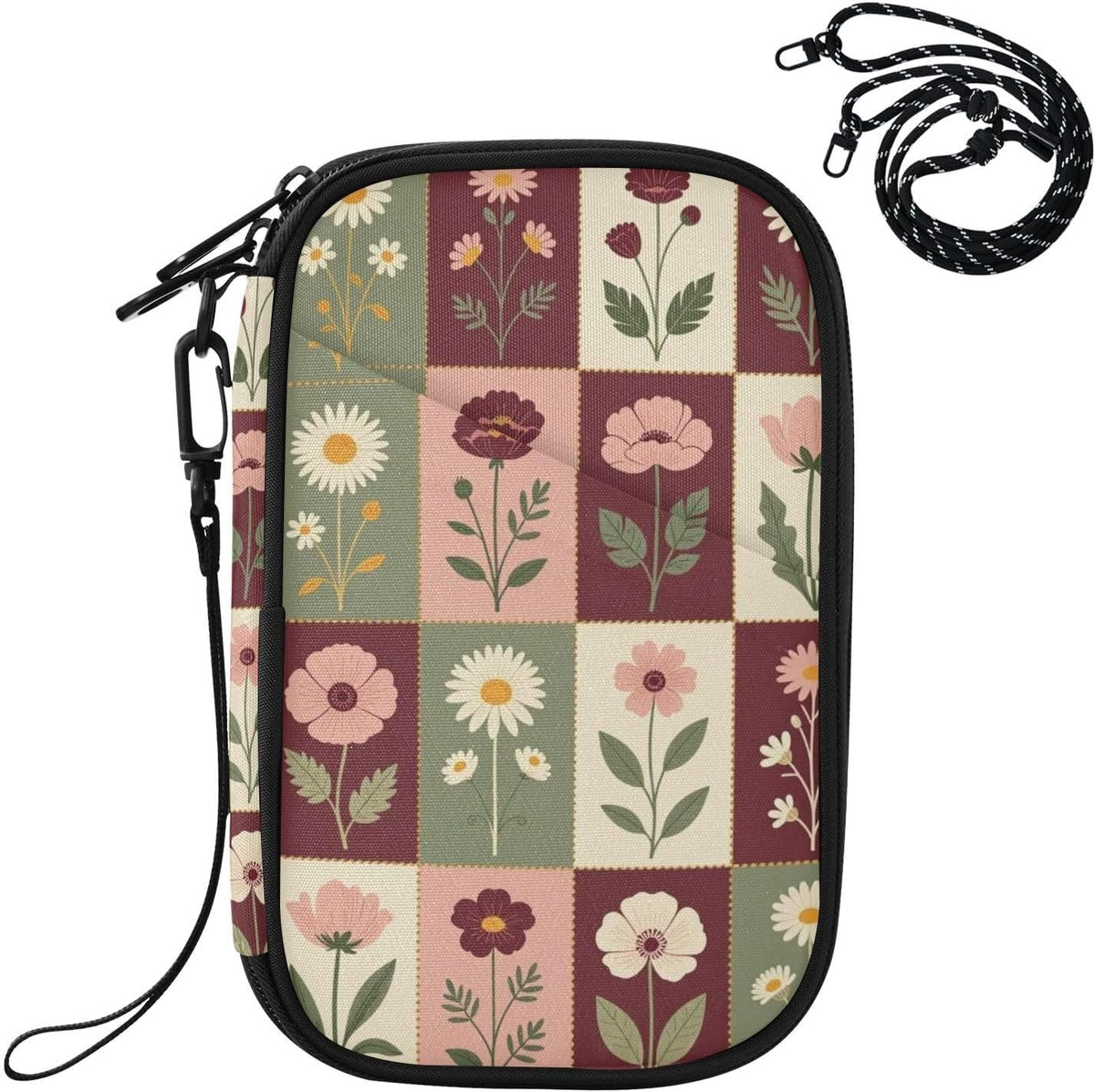 Travel Doc Organizer 21×14×3 CM | Water Resistant Oxford Multi Pockets Multi-Way Carry for Men Women Vacation Delicate Print