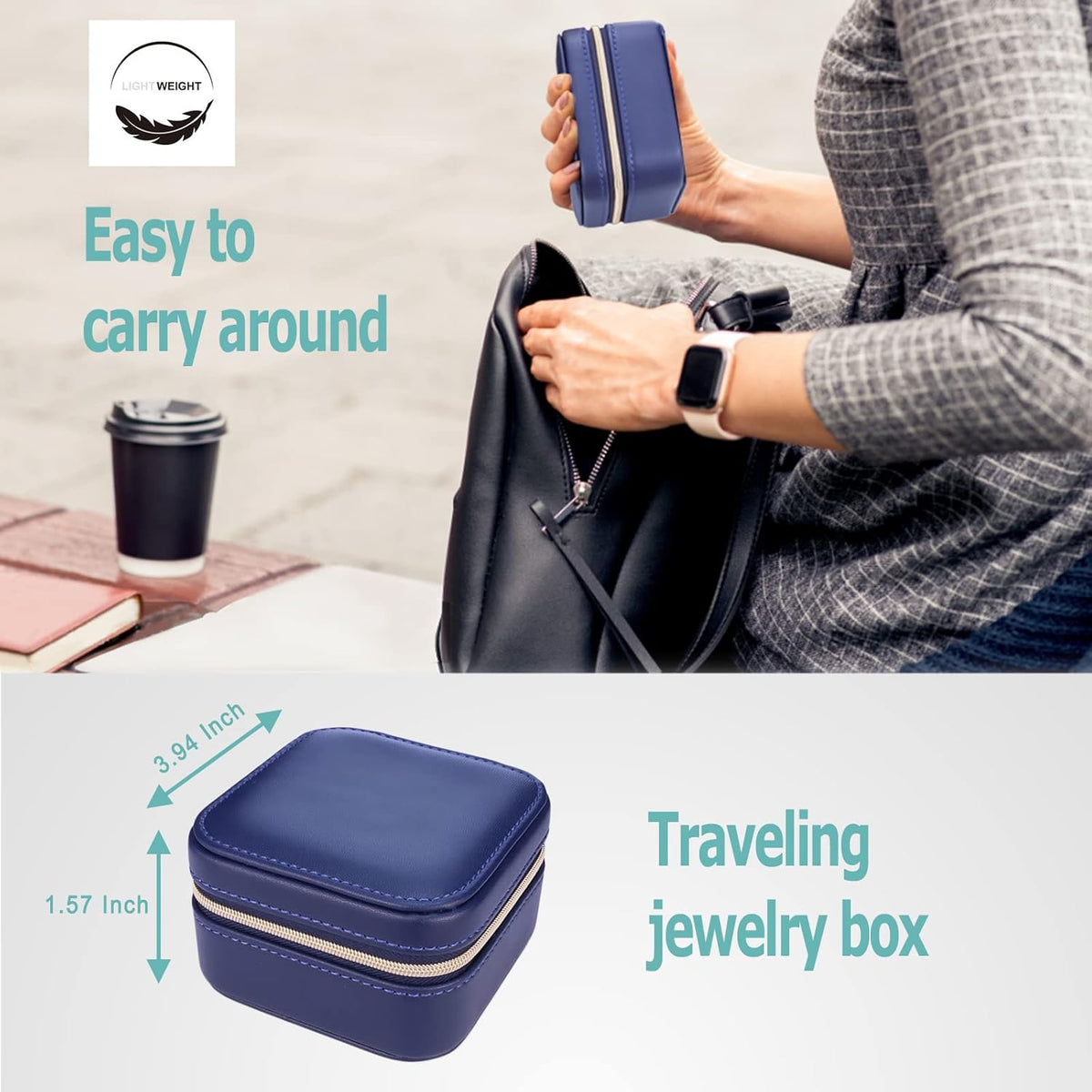 PU Leather Travel Small Portable Mini Travel Jewelry Organizer for Rings Necklaces Earrings and Lipstick Green