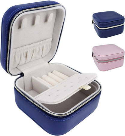 PU Leather Travel Small Portable Mini Travel Jewelry Organizer for Rings Necklaces Earrings and Lipstick Green