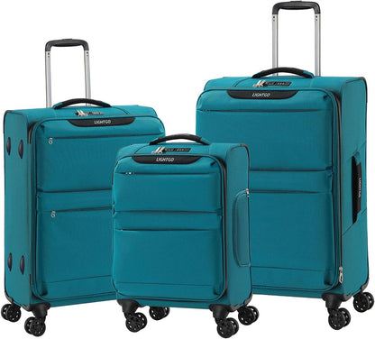 20 Inch Carry On Luggage, Ultra Light Softside Suitcase with Spinner Wheels, 20x14x8 Inches Including Wheels for Airline Approved, TSA Lock, Water Resistant Luggage for Women Men, Turquoise