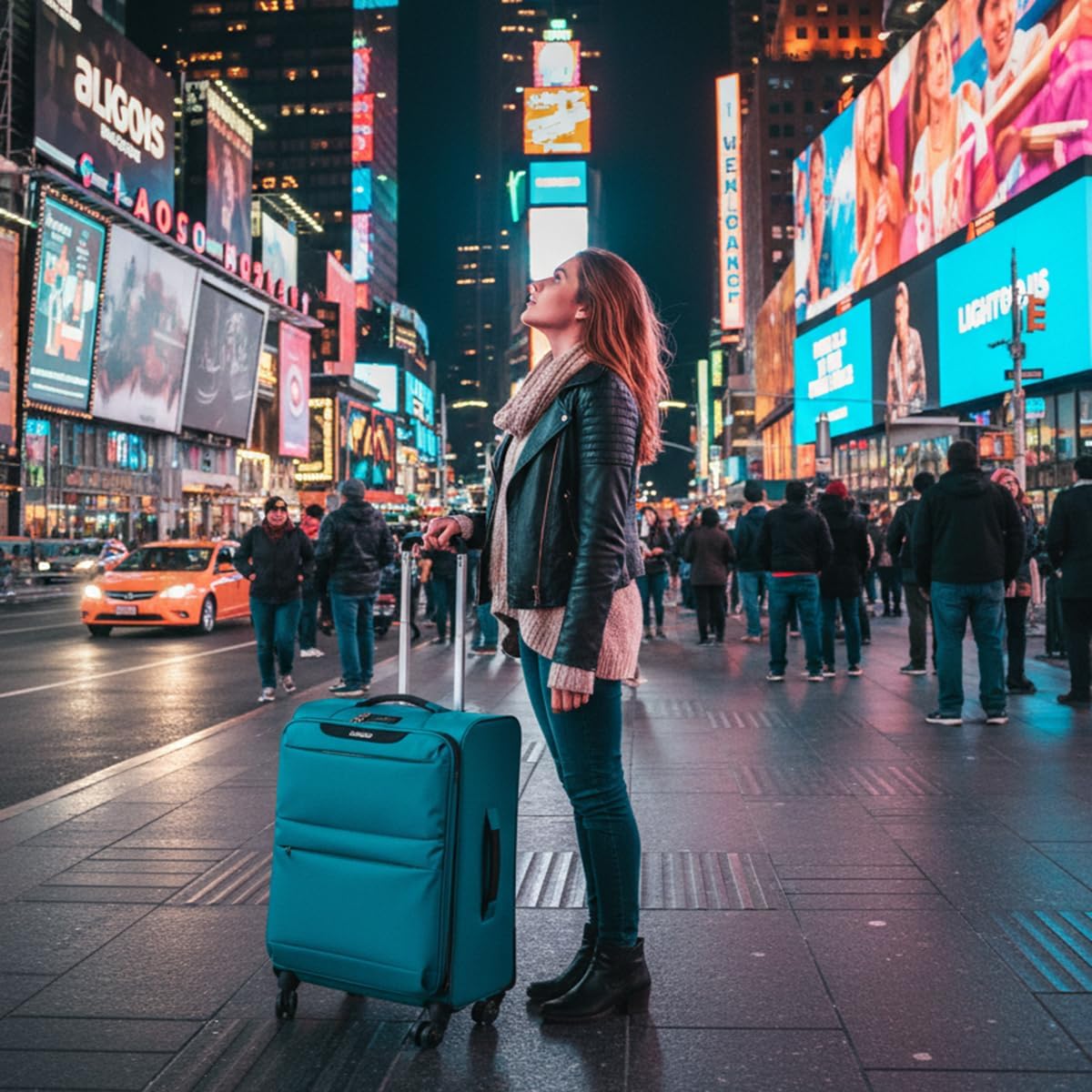 20 Inch Carry On Luggage, Ultra Light Softside Suitcase with Spinner Wheels, 20x14x8 Inches Including Wheels for Airline Approved, TSA Lock, Water Resistant Luggage for Women Men, Turquoise