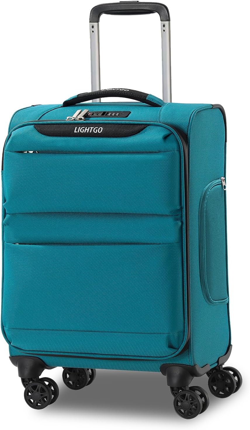 20 Inch Carry On Luggage, Ultra Light Softside Suitcase with Spinner Wheels, 20x14x8 Inches Including Wheels for Airline Approved, TSA Lock, Water Resistant Luggage for Women Men, Turquoise