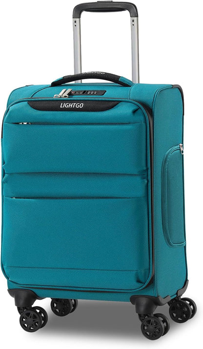 20 Inch Carry On Luggage, Ultra Light Softside Suitcase with Spinner Wheels, 20x14x8 Inches Including Wheels for Airline Approved, TSA Lock, Water Resistant Luggage for Women Men, Turquoise