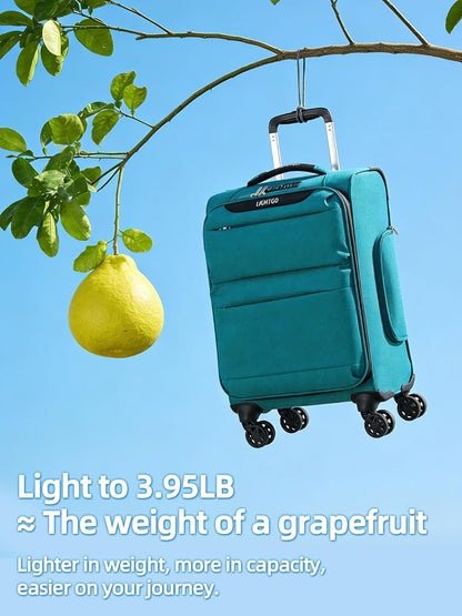 20 Inch Carry On Luggage, Ultra Light Softside Suitcase with Spinner Wheels, 20x14x8 Inches Including Wheels for Airline Approved, TSA Lock, Water Resistant Luggage for Women Men, Turquoise