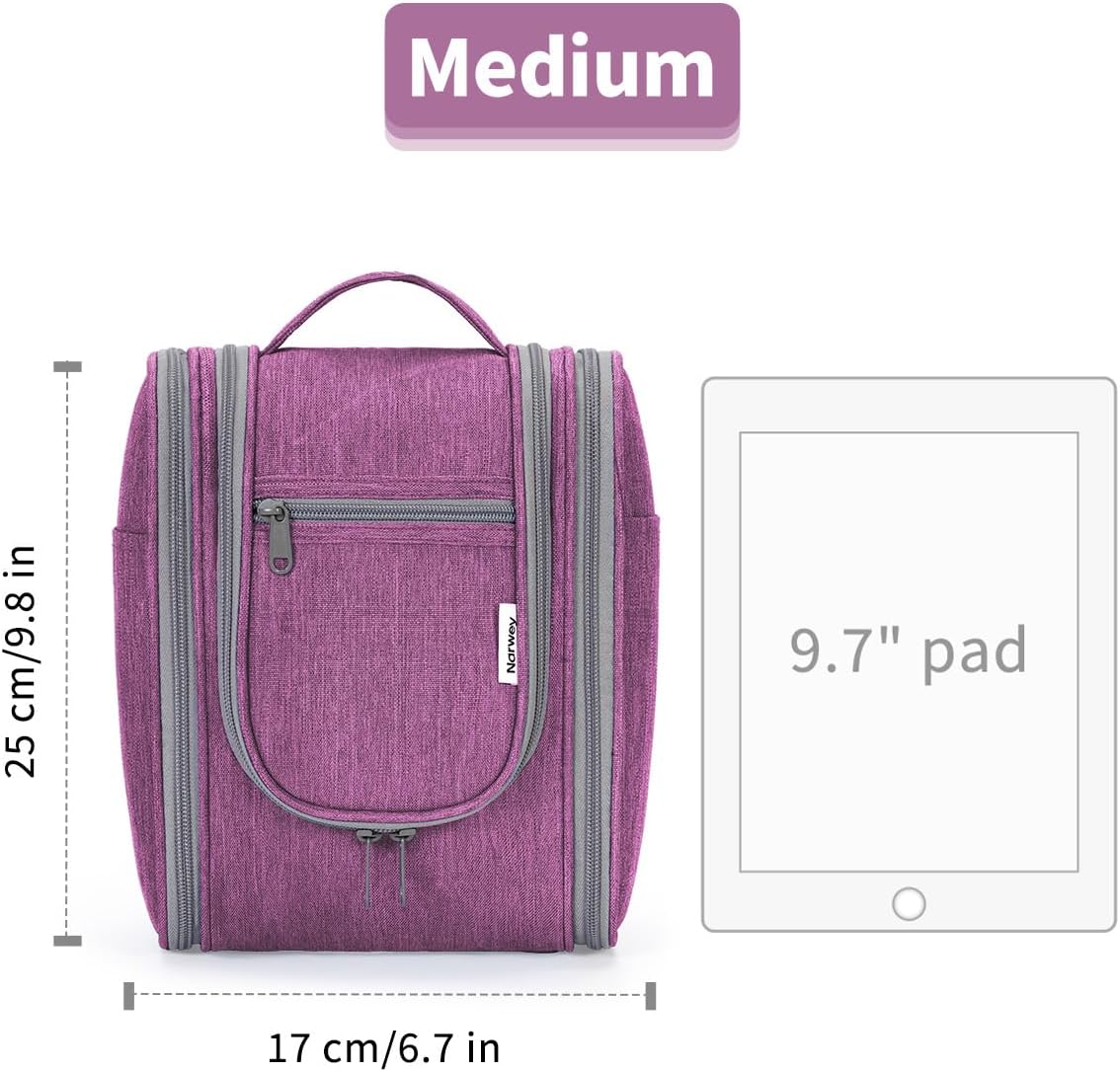 Hanging Toiletry Bag Women Travel Makeup Bag Organizer Toiletries Bag for Travel Size Essentials Accessories Cosmetics (Medium,Blue Flower)