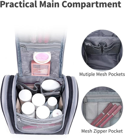 Hanging Toiletry Bag Women Travel Makeup Bag Organizer Toiletries Bag for Travel Size Essentials Accessories Cosmetics (Medium,Blue Flower)