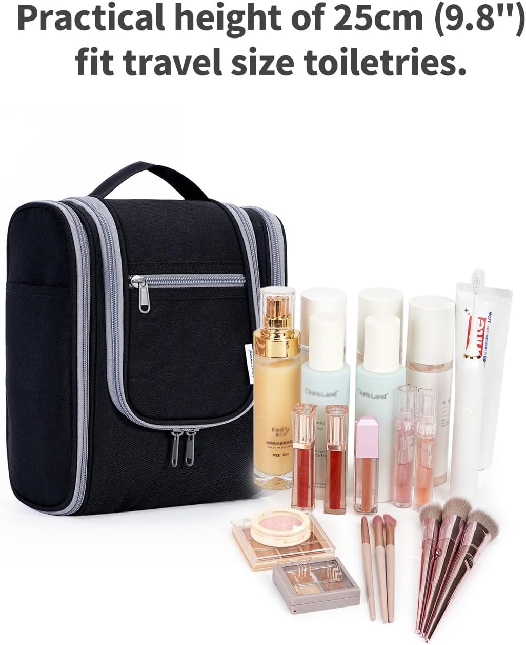 Hanging Toiletry Bag Women Travel Makeup Bag Organizer Toiletries Bag for Travel Size Essentials Accessories Cosmetics (Medium,Blue Flower)