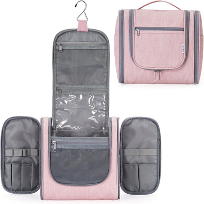 Hanging Toiletry Bag Women Travel Makeup Bag Organizer Toiletries Bag for Travel Size Essentials Accessories Cosmetics (Medium,Blue Flower)