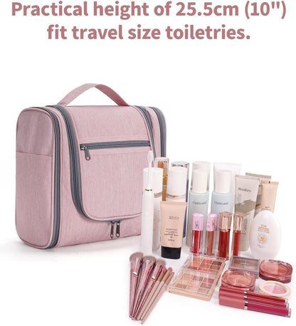 Hanging Toiletry Bag Women Travel Makeup Bag Organizer Toiletries Bag for Travel Size Essentials Accessories Cosmetics (Medium,Blue Flower)