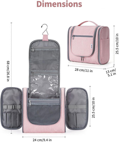 Hanging Toiletry Bag Women Travel Makeup Bag Organizer Toiletries Bag for Travel Size Essentials Accessories Cosmetics (Medium,Blue Flower)