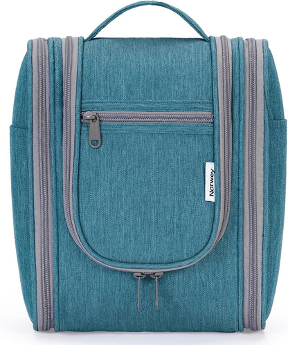 Hanging Toiletry Bag Women Travel Makeup Bag Organizer Toiletries Bag for Travel Size Essentials Accessories Cosmetics (Medium,Blue Flower)
