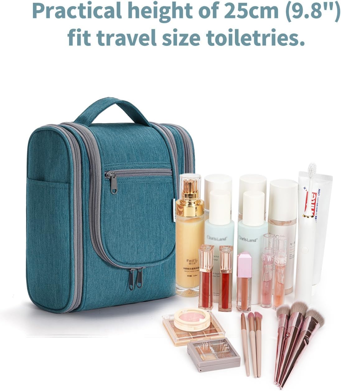 Hanging Toiletry Bag Women Travel Makeup Bag Organizer Toiletries Bag for Travel Size Essentials Accessories Cosmetics (Medium,Blue Flower)