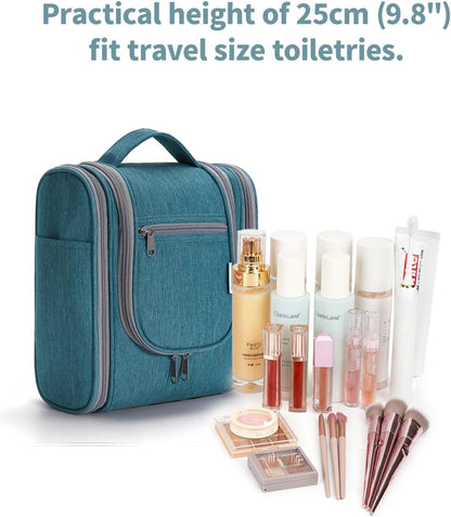 Hanging Toiletry Bag Women Travel Makeup Bag Organizer Toiletries Bag for Travel Size Essentials Accessories Cosmetics (Medium,Blue Flower)