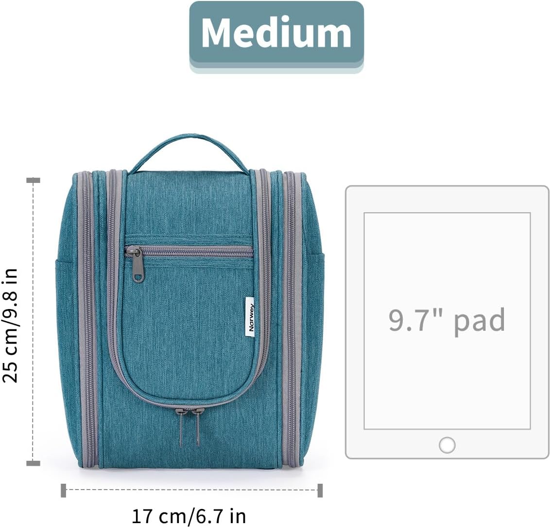 Hanging Toiletry Bag Women Travel Makeup Bag Organizer Toiletries Bag for Travel Size Essentials Accessories Cosmetics (Medium,Blue Flower)